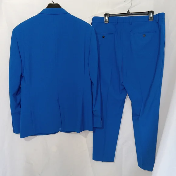 Express Suit Mens 44 Extra Slim Blue 2 Button Wool Blend Pants 34×30 2 PC Suit